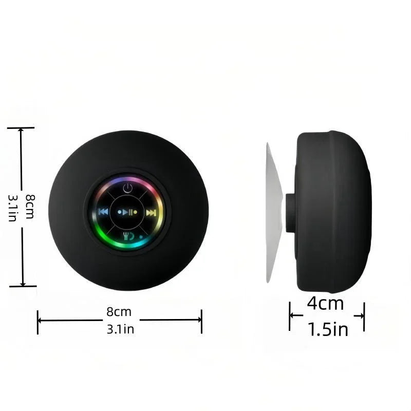 AquaBeat Mini: Waterproof LED Bluetooth Speaker with Powerful Sound & Suction Cup Mount